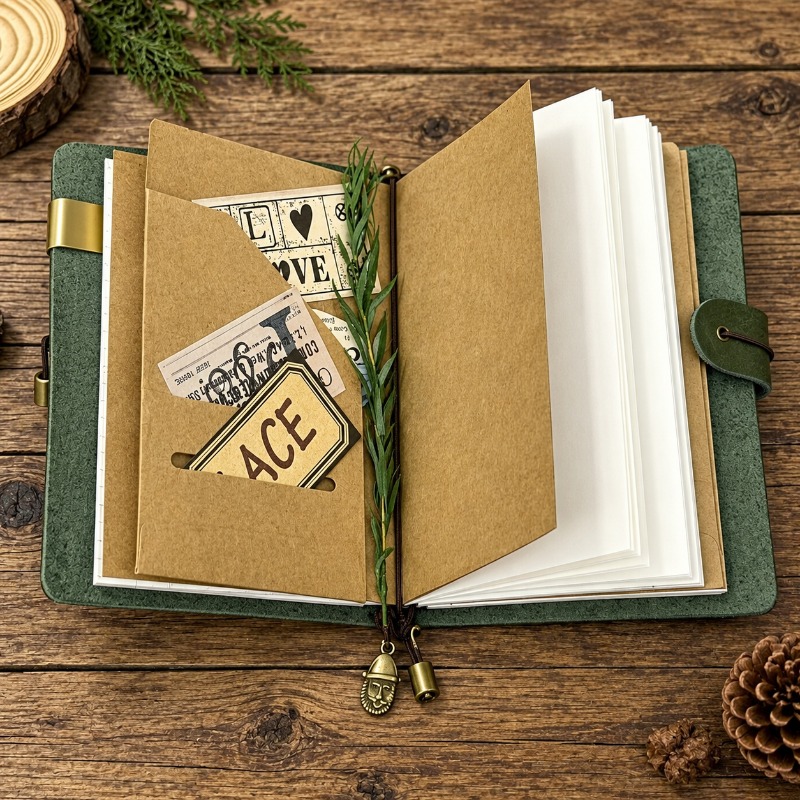 A7 A6 Pueblo Forest Green Fros - Vintage Leather Journal Notebook review and price
